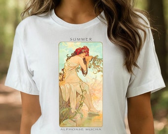Alphonse Mucha's Summer T-shirt -  Gift, for Artist, Painter, Art Teacher, Art Lover, Art Student