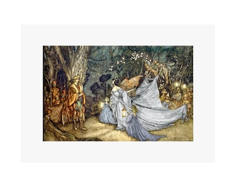 Art Poster - Classic Illustration by Arthur Rackham from Midsummer Night's Dream, art, vintage, shakespeare,