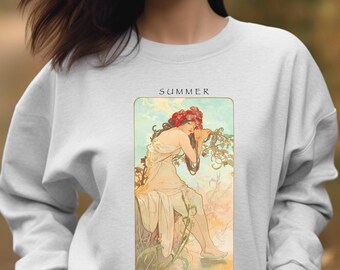Alphonse Mucha "Summer" Art Nouveau Sweatshirt - art sweatshirt,  Ideal gift for Artist, art teacher, art lover