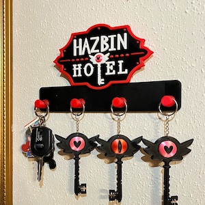 Llavero Hazbin Hotel - Porta joyas de 24 cm con placa - Llavero de regalo Hazbin Hotel de alta calidad impreso en 3D Regalo de Navidad Hazbin Hotel