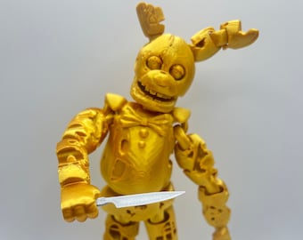 Spring Bonnie/Yellow Bunny Matthew Lillard Five Nights at Freddys Movie Inspo w/Removable Ears and Knife - Sensory/Flexi Display Model