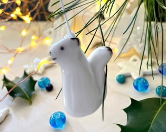 Ceramic Squirrel Woodland Animal Figurine Christmas Tree Decoration Gift Ideas Customisable Colours