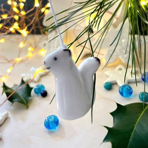 Ceramic Squirrel Woodland Animal Figurine Christmas Tree Decoration Gift Ideas Customisable Colours