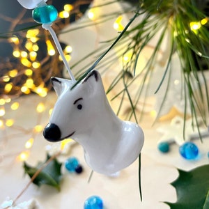 Ceramic Fox Woodland Animal Christmas Tree Ornament Gift Ideas Customisable Colour Beads