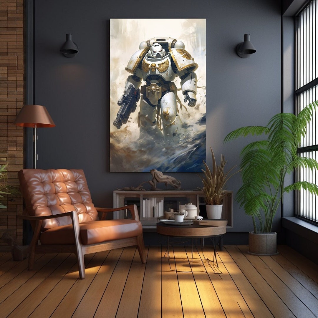 Warhammer 40K Space Marine Ivory White Water Painting Canvas Etsy