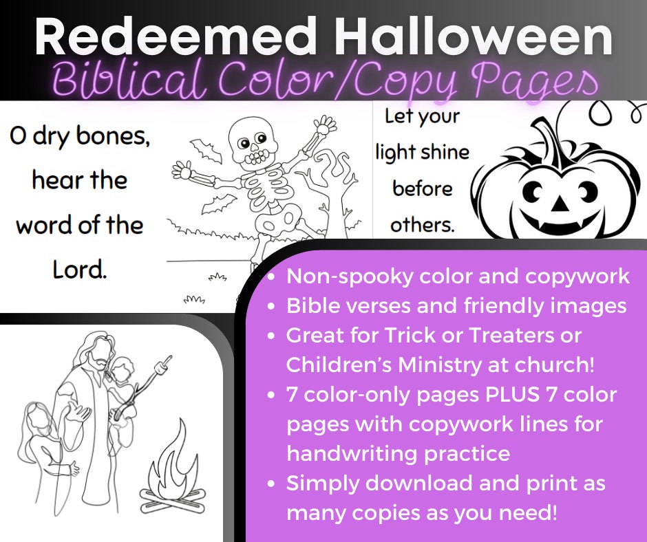 Biblical Halloween/fall Color Pages With Handwriting Lines Etsy