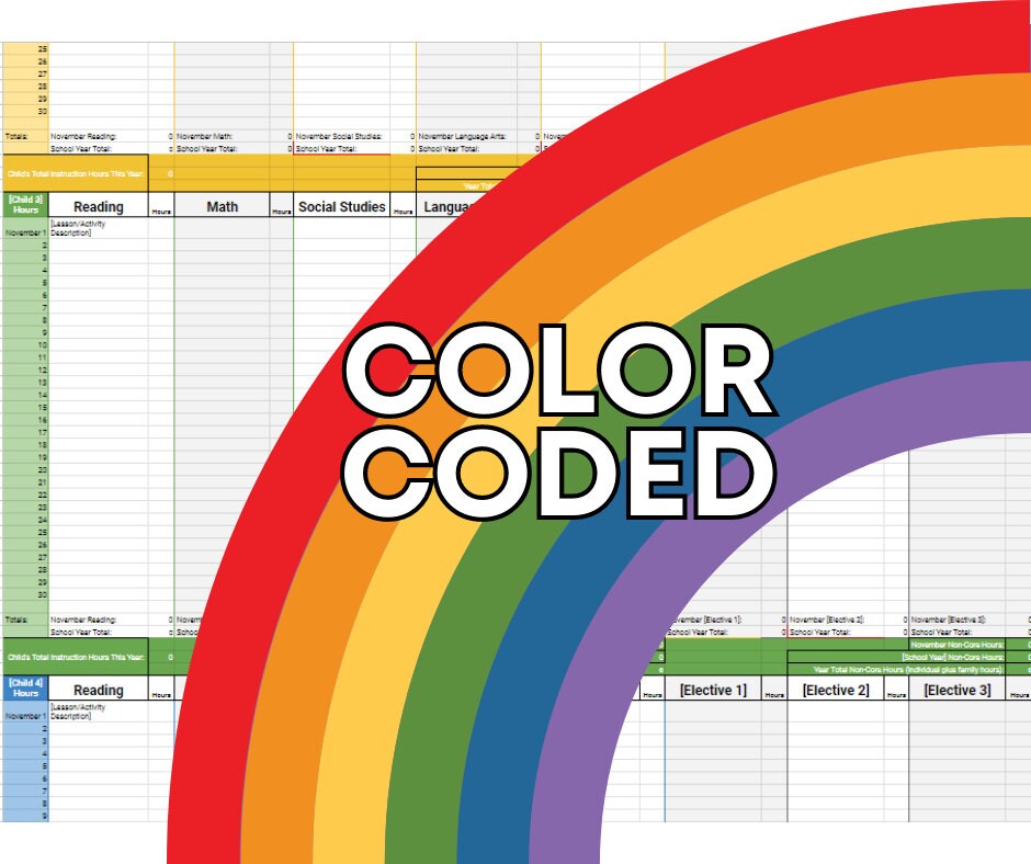 Digital Homeschool Instruction Log Record Hours and Lessons Etsy