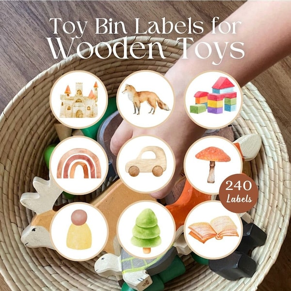 Beautiful Printable Toy Bin Labels for Wooden Toys, Waldorf Toy Organization