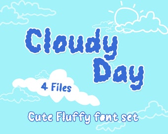 CloudyDay Font Set - Handmade,Cute,Fluffy,Bubbly,Lovely,Kid Font Set