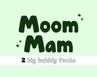 Moommam Fonts - Bubbly Handmade Fonts, Bubbly Fonts, Thick Fonts, Fat Fonts, Happy Fonts, Fun Fonts, Chubby Fonts, Party Fonts