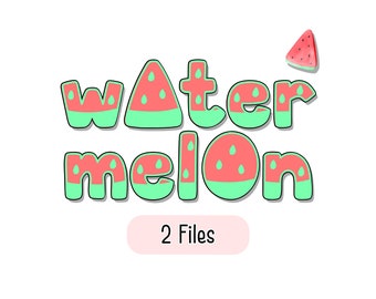 Watermelon Font Set - Fruit Fonts, Handmade Fonts, Cricut Fonts, Cute Fonts, Yummy Fonts, Summer Font, Lovely, Kid Font Set, Bubbly Bundle