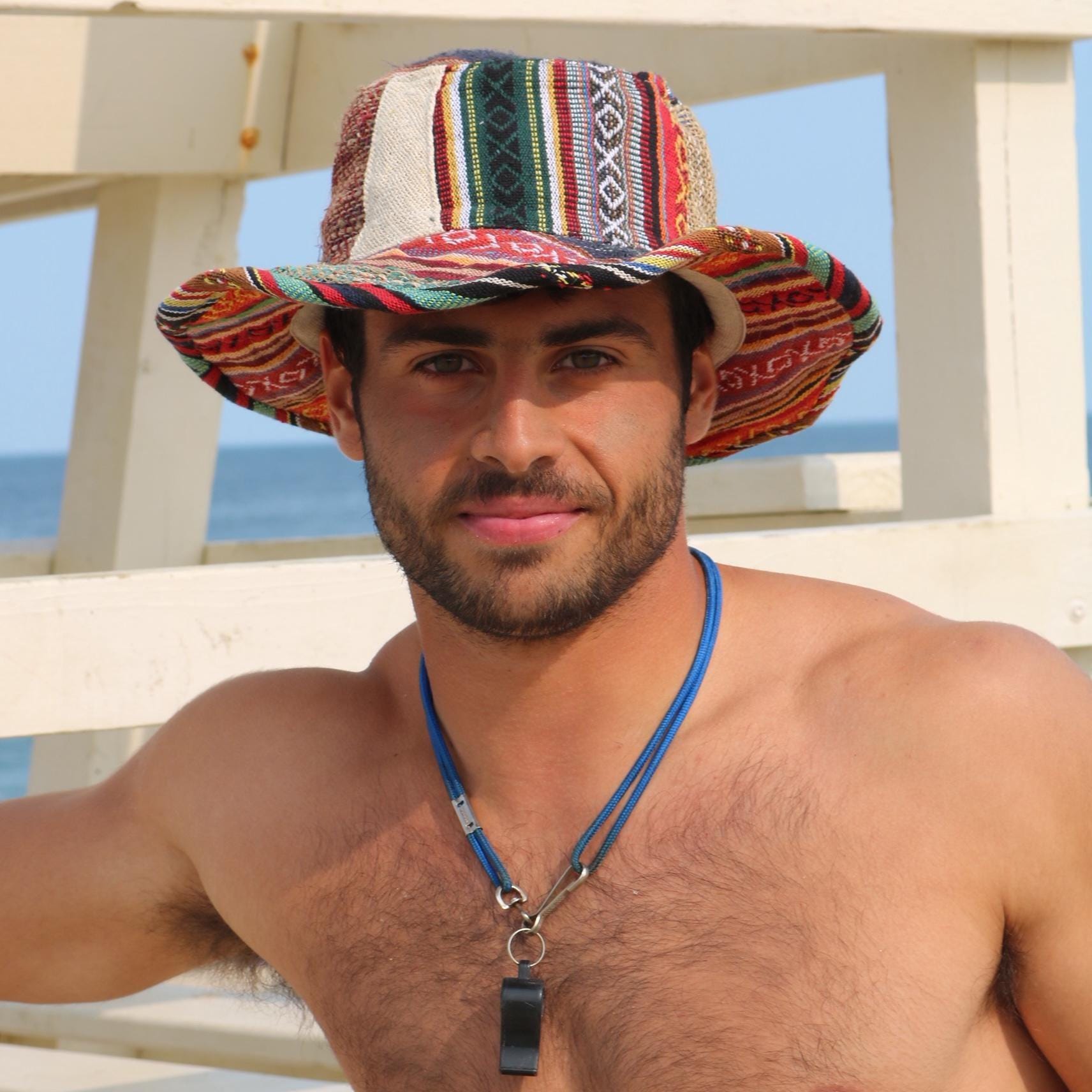Beautiful Hemp & Cotton Unisex multi coloured OUTBACK hat with a flexible, finished brim.  Totally stylish and full sun protection.