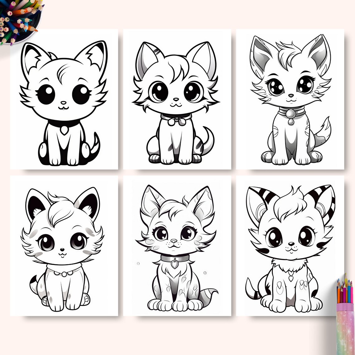 Cute Pet Coloring Pages, Printable PDF Sheets, Instant Download, Dog ...