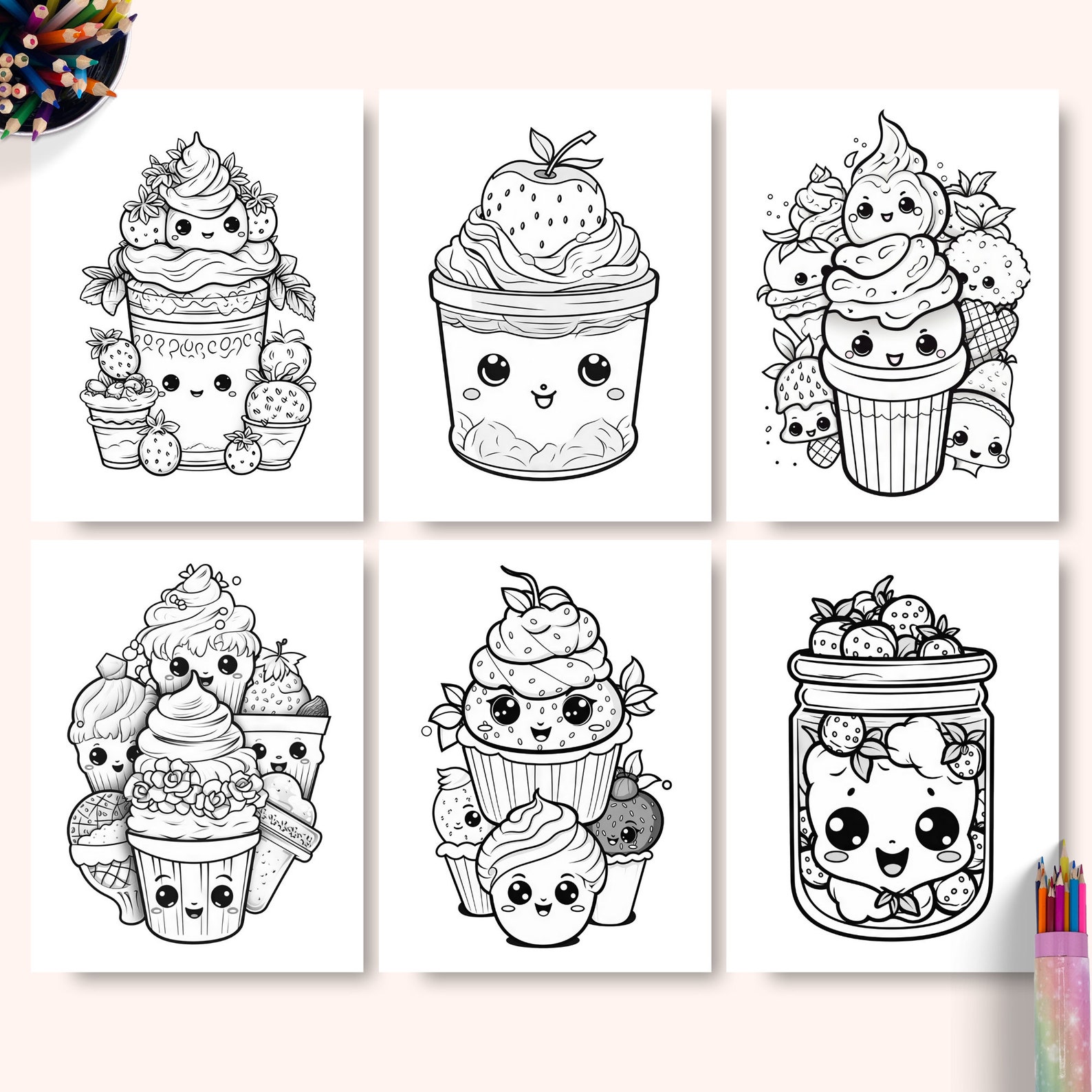 Kawaii Coloring Pages Printable PDF Cute Cawaii Instant Etsy