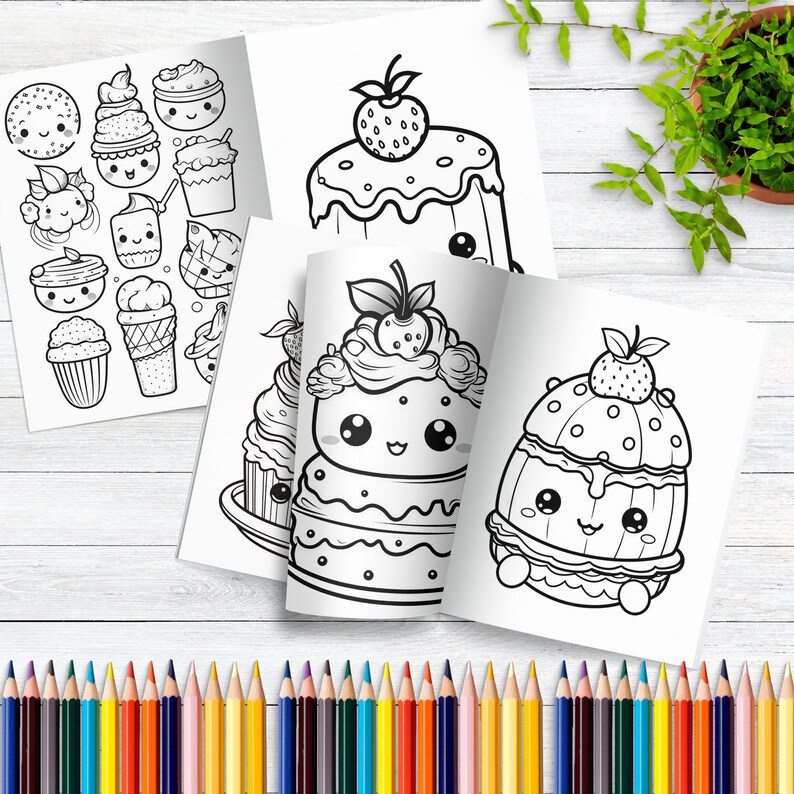 Kawaii Coloring Pages Printable PDF Magical Cute Cawaii - Etsy