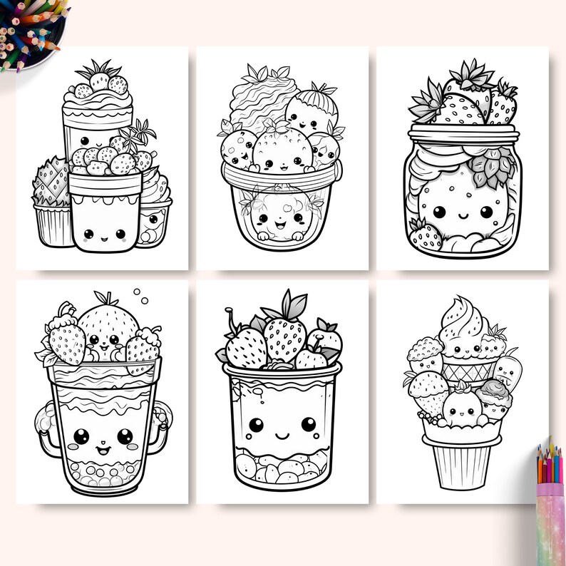 Kawaii Coloring Pages, Printable PDF, Cute Cawaii, Instant Download ...