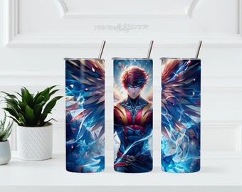 Magic Angel Anime Art Wrap JPG Premium Digital Skinny Tumbler for Sublimation, Vibrant Premium Colors.