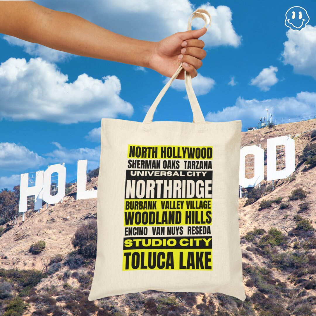 The Valley Los Angeles Neighborhood Neon Canvas Tote Bag Etsy