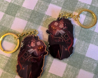 Genshin Zhongli Wooden And Acrylic Keychain