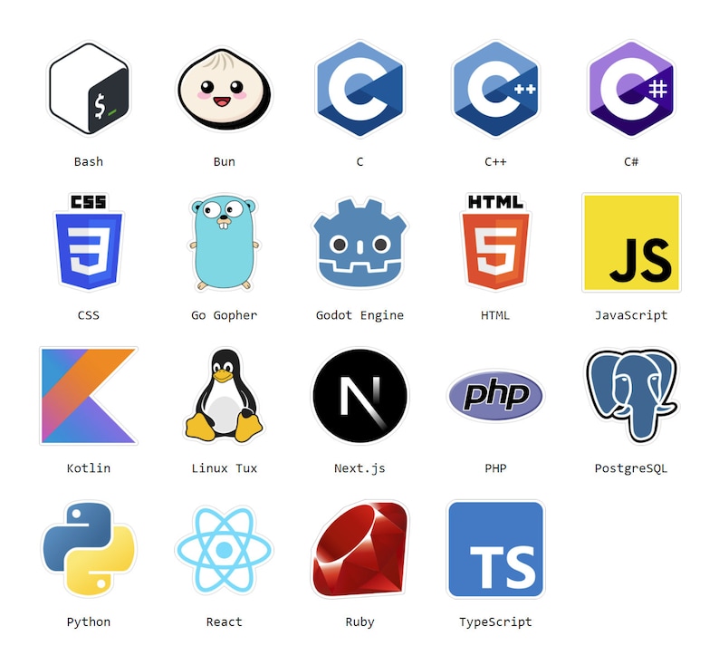 Programming Language Stickers Laptop Stickers Programmer Gifts Coding ...