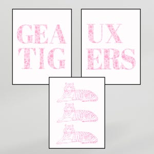 LSU Pink Wall Art: Preppy Floral Dorm Decor (Digital Download, 3-Pack)