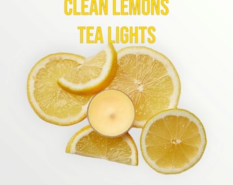 Clean Lemons 10 candele tealight profumate in cera di soia, personalizzate, ricariche-set regalo per gli ospiti, regalo personalizzato per matrimoni, feste nuziali B