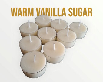 Caldo zucchero vanigliato 10 candele tealight profumate in cera di soia, personalizzate, ricariche-set regalo per gli ospiti, regalo personalizzato per matrimoni, feste nuziali