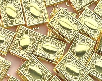 Breloque médaillon livre en or pour collier Breloque livre pour fabrication de bijoux Pendentif médaillon en or approvisionnement de bijoux breloque journal en or cadeau pour les amateurs de livres