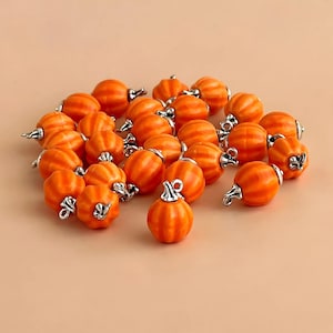 Orange Pumpkin Charm for Earring Halloween Pumpkin Pendant Fall Jewelry Women Supplies for Jewelry Making Autumn Charm for DIY Jewelry
