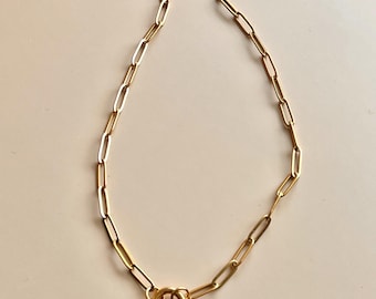 Base per collana con ciondoli, chiusura dorata, catena a graffetta, accessori per la creazione di gioielli, aggiungi i tuoi ciondoli, collana neutra, catena per la creazione di gioielli, porta ciondoli dorato