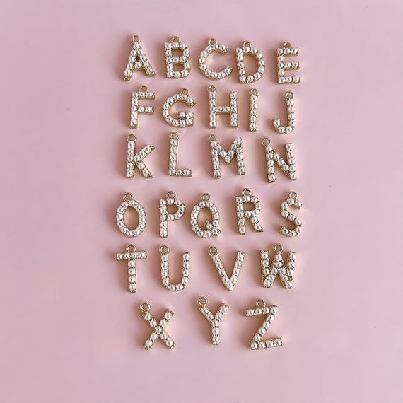 Pearl Letter Charm Pearl Bag Charm  Pearl Jewelry Making Supply DIY Jewelry Charm for Bracelet Pearl Initial Charm for Necklace Pearl