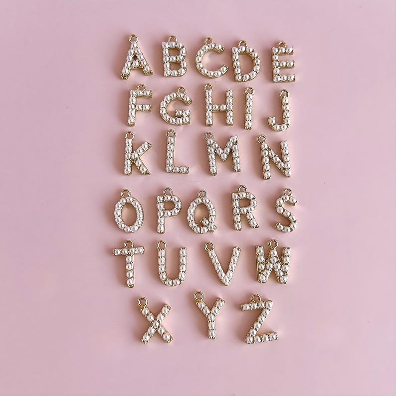 Pearl Letter Charm Pearl Bag Charm  Pearl Jewelry Making Supply DIY Jewelry