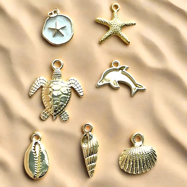 Gold Beach Charm Bulk Charm Set for DIY Jewelry Making