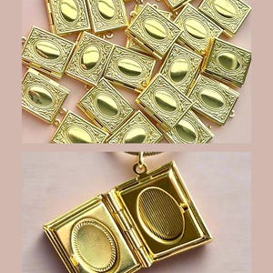 Gold Book Locket Charm for Necklace Book Charm for Jewelry Making Gold Locket Pendant Jewelry Supply Gold Journal Charm Gift for Book Lovers image 11