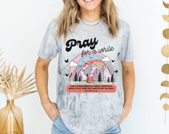 Pray Womens T-Shirt | Mountain Graphic Christian Tee