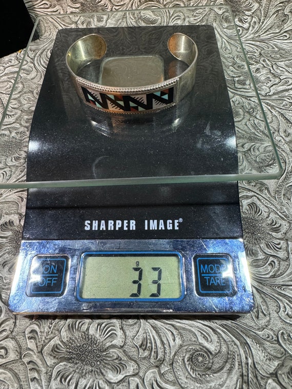 Vintage Zuni Inlay Cuff Bracelet: Turquoise, Cora… - image 10