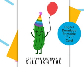Carte d'anniversaire pour les amoureux des cornichons | Joyeux anniversaire ! | Carte de vœux numérique à imprimer pour un joyeux anniversaire