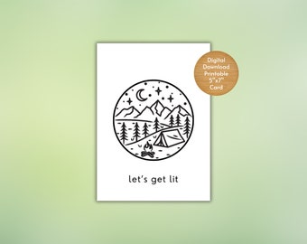 Let's Get Lit Greeting Card | Nature Lover | Outdoors | Adventure Lover | Anniversary | Birthday
