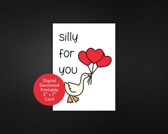 Funny Silly Goose Card | Silly for You | Anniversary | Valentine's Day | Birthday