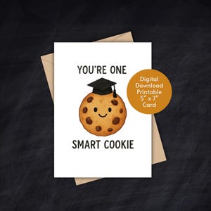 Carte de voeux heureuse d'obtention du diplôme | Un cookie intelligent | Félicitations diplômé | Diplômé en 2025 | Jardin d'enfants | Début | Imprimable
