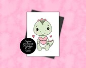 Dinosaur RAWR Printable Greeting Card | Valentine's Day | Anniversary | Birthday | Love