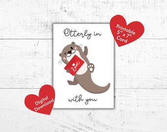 Otterly In Love With You Printable Greeting Card | Anniversary