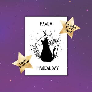 Een magische daggroet, afdrukbare digitale download, Witchy Shit, grappige spirituele cadeaukaart, goede wensen, beste vriend, mystiek
