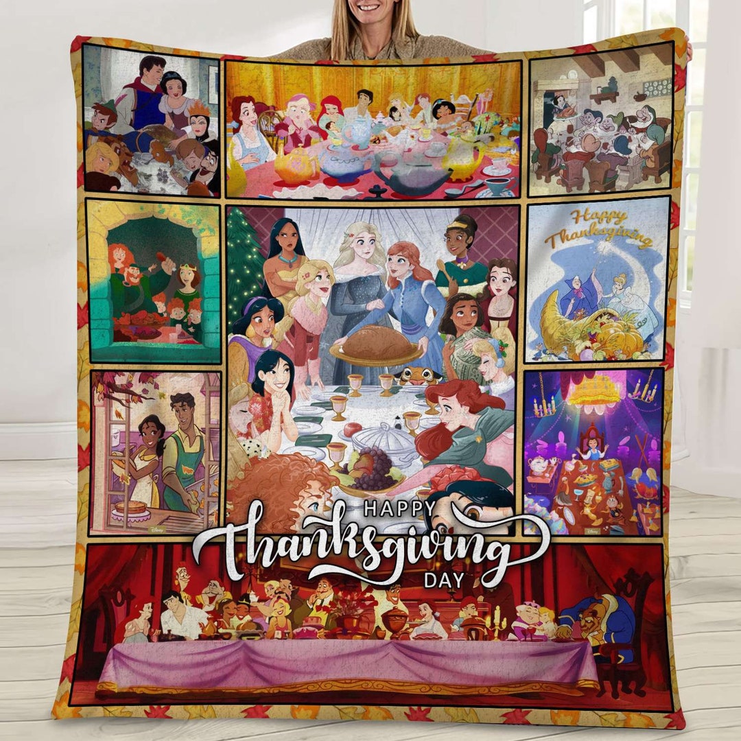 Princess Thanksgiving Blanket Disneyland Princess Blanket Etsy