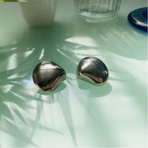 Grandi orecchini a clip a forma di lacrima vintage messicani in argento sterling