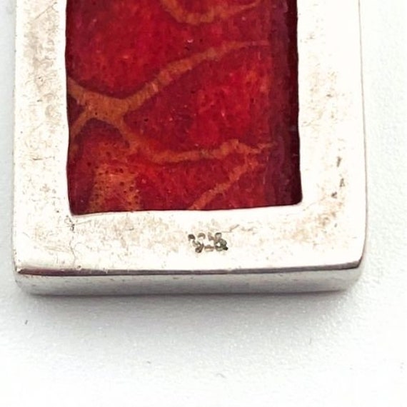 Handmade Vintage Sterling Silver Deep Red Rectang… - image 8