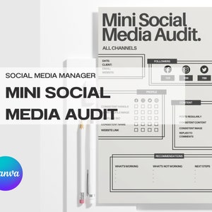 Social Media Manager | Small Business | Mini Social Media Audit | Canva Template | Free Bonus Kickoff Checklist