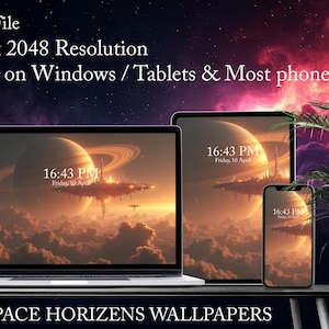 Futuristic Space Station Wallpaper | Sci-Fi Saturn Digital Background | Desktop, Tablet & Phone Wallpaper | Cosmic Galaxy Art JPG