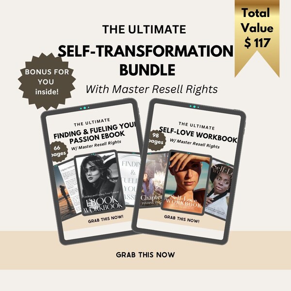 Done For You: The Ultimate Self-Transformation Bundle l PLR ebooks l Master Resell Rights l Workbook Template l Canva template l MRR ebooks