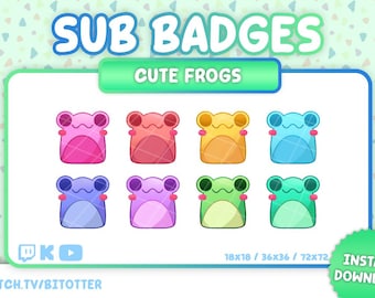 かわいいカエルのTwitchサブビットバッジ / かわいいカエル / サブスクリプションビットバッジパック 8個